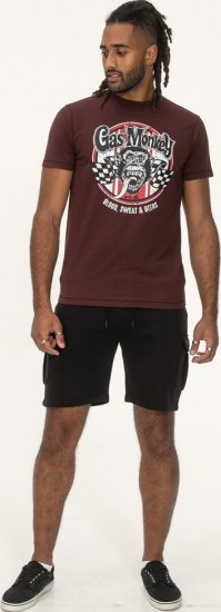 D555 Loughborough Official Gas Monkey Crew Neck T-Shirt Burgundy Black Twist - Camisetas - Camisetas - 2XL-14XL