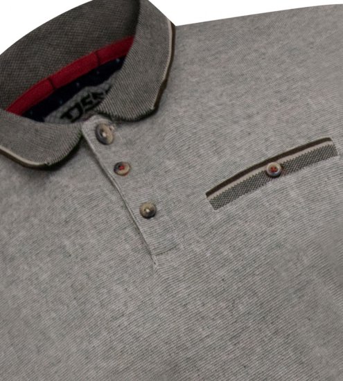 D555 Holyhead Polo Texturizado con Bolsillo en el Pecho Gris - Polos - Polos 2XL-8XL