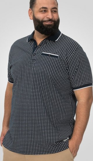 D555 Coventry AOP Polo Shirt Jacquard Collar & Ribbed Cuffs Navy - Polos - Polos 2XL-8XL