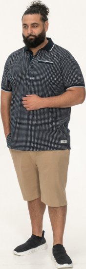 D555 Coventry AOP Polo Shirt Jacquard Collar & Ribbed Cuffs Navy - Polos - Polos 2XL-8XL