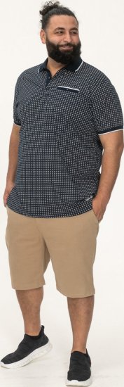 D555 Coventry AOP Polo Shirt Jacquard Collar & Ribbed Cuffs Navy - Polos - Polos 2XL-8XL