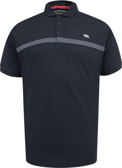 D555 Stafford Cut And Sew Embroidery Stripe Short Sleeve Polo Black - Polos - Polos 2XL-8XL