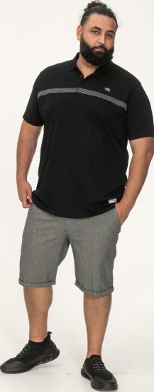 D555 Stafford Cut And Sew Embroidery Stripe Short Sleeve Polo Black - Polos - Polos 2XL-8XL