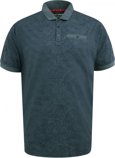 D555 Uttoxeter AOP Leaf Print Short Sleeve Polo Denim - Polos - Polos 2XL-8XL