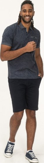 D555 Uttoxeter AOP Leaf Print Short Sleeve Polo Denim - Polos - Polos 2XL-8XL