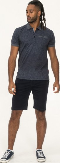 D555 Uttoxeter AOP Leaf Print Short Sleeve Polo Denim - Polos - Polos 2XL-8XL