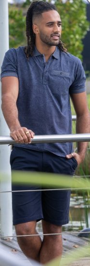 D555 Uttoxeter AOP Leaf Print Short Sleeve Polo Denim - Polos - Polos 2XL-8XL