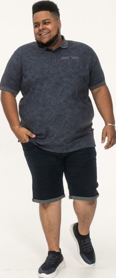 D555 Uttoxeter AOP Leaf Print Short Sleeve Polo Denim - Polos - Polos 2XL-8XL