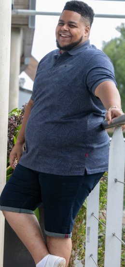 D555 Uttoxeter AOP Leaf Print Short Sleeve Polo Denim - Polos - Polos 2XL-8XL