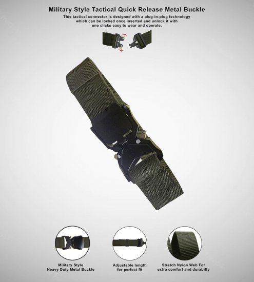D555 Dale Tactical Stretch Webbing Belt with Heavy Duty Quick Release Buckle Khaki - Cinturones - Cinturones W40-W70/2XL-8XL