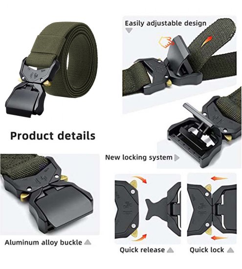 D555 Dale Tactical Stretch Webbing Belt with Heavy Duty Quick Release Buckle Khaki - Cinturones - Cinturones W40-W70/2XL-8XL