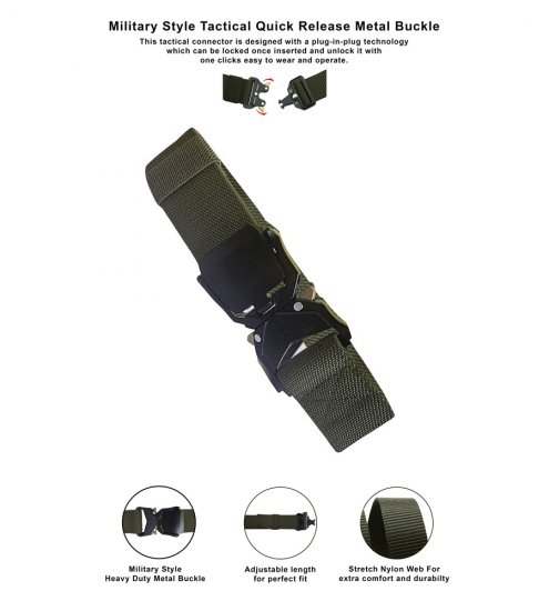D555 Dale Tactical Stretch Webbing Belt with Heavy Duty Quick Release Buckle Khaki - Cinturones - Cinturones W40-W70/2XL-8XL