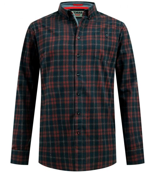 D555 Horsham Long Sleeve Shirt with Chest Pocket Burgundy/Black Check - Camisas - Camisas 2XL-10XL