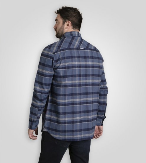 D555 Shrewsbury Long Sleeve with Chest Pocket Blue/Navy Check - Camisas - Camisas 2XL-10XL