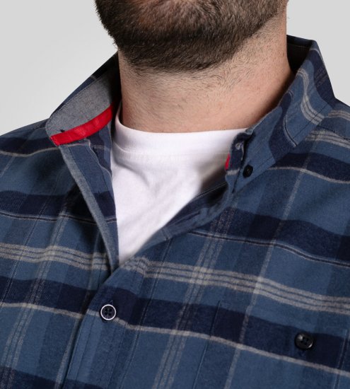D555 Shrewsbury Long Sleeve with Chest Pocket Blue/Navy Check - Camisas - Camisas 2XL-10XL