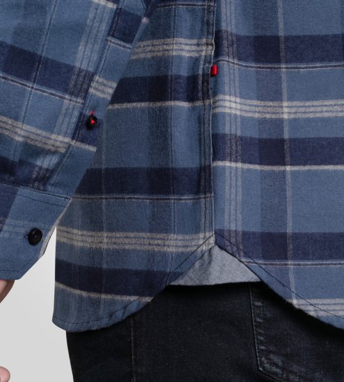 D555 Shrewsbury Long Sleeve with Chest Pocket Blue/Navy Check - Camisas - Camisas 2XL-10XL