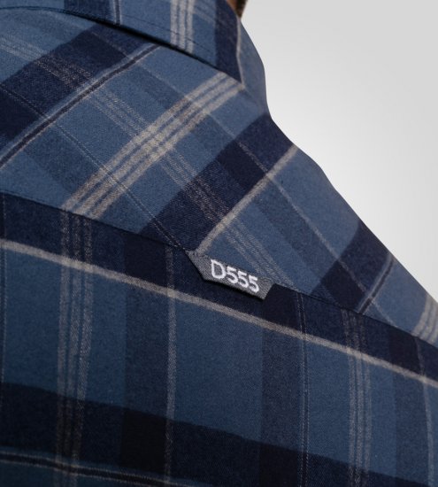 D555 Shrewsbury Long Sleeve with Chest Pocket Blue/Navy Check - Camisas - Camisas 2XL-10XL