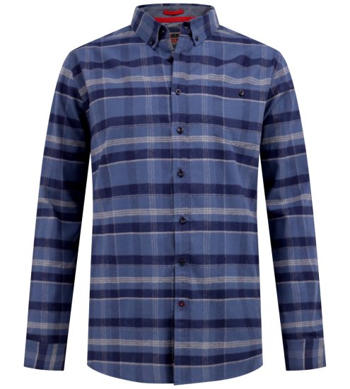 D555 Shrewsbury Long Sleeve with Chest Pocket Blue/Navy Check - Camisas - Camisas 2XL-10XL