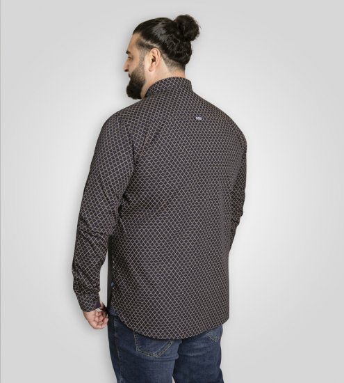 D555 Sheffield Long Sleeve AOP Micro Gold Shirt Navy - Camisas - Camisas 2XL-10XL