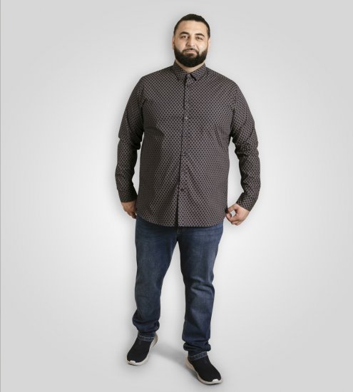 D555 Sheffield Long Sleeve AOP Micro Gold Shirt Navy - Camisas - Camisas 2XL-10XL