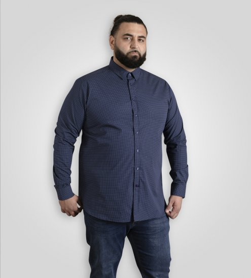 D555 Middlesbrough Long Sleeve AOP Micro Blue Shirt Navy TALL SIZE - Camisas - Camisas 2XL-10XL