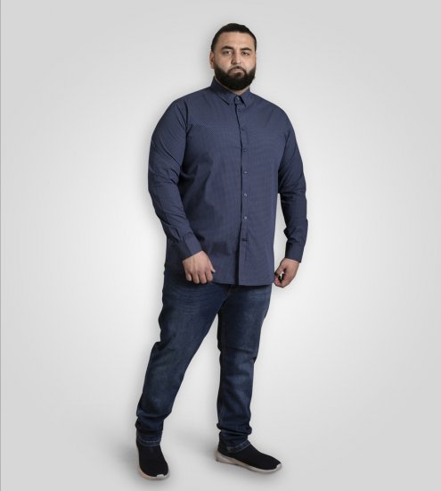 D555 Middlesbrough Long Sleeve AOP Micro Blue Shirt Navy TALL SIZE - Camisas - Camisas 2XL-10XL