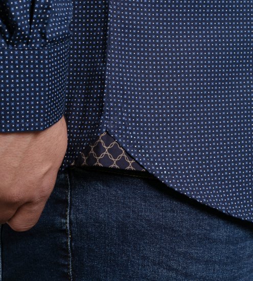 D555 Middlesbrough Long Sleeve AOP Micro Blue Shirt Navy TALL SIZE - Camisas - Camisas 2XL-10XL