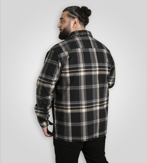 D555 Falkirk Long Sleeve Heavy Shacket Overshirt Black/Grey TALL SIZES - Camisas - Camisas 2XL-10XL