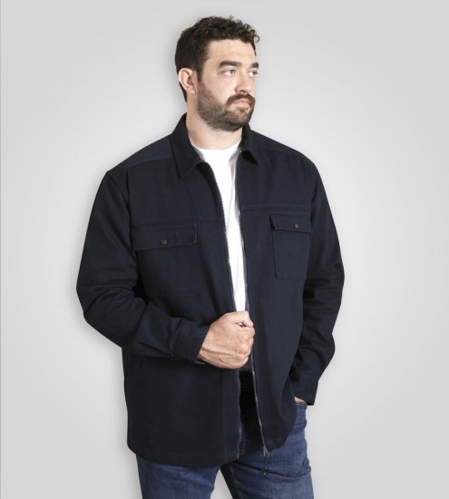 D555 Cleveley Long Sleeve Heavy Shacket Overshirt Navy - Camisas - Camisas 2XL-10XL