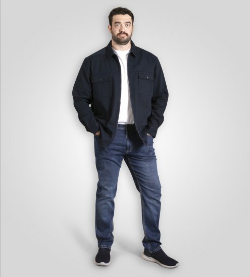 D555 Cleveley Long Sleeve Heavy Shacket Overshirt Navy - Camisas - Camisas 2XL-10XL