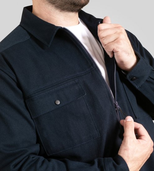 D555 Cleveley Long Sleeve Heavy Shacket Overshirt Navy - Camisas - Camisas 2XL-10XL