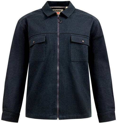 D555 Cleveley Long Sleeve Heavy Shacket Overshirt Navy - Camisas - Camisas 2XL-10XL