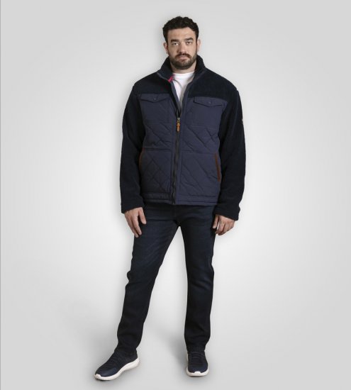 D555 Northampton Hybrid Sherpa Quilted Micro Fleece Jacket Navy - Chaquetas - Chaquetas Tallas Grandes 2XL-8XL