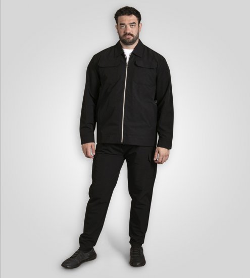 D555 Wimbledon Couture Stretch Jacket with Zipper Black - Chaquetas - Chaquetas Tallas Grandes 2XL-8XL