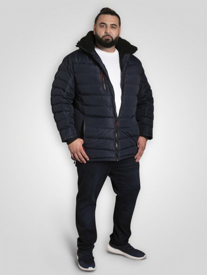 D555 Workington Chaqueta Acolchada con Capucha y Forro Sherpa Azul Marino - Chaquetas - Chaquetas Tallas Grandes 2XL-8XL
