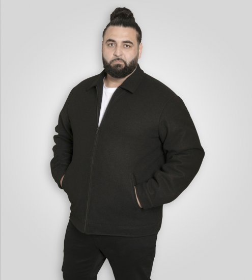 D555 Epsom Harrington Jacket with Zip Through Collared Melton Black - Chaquetas - Chaquetas Tallas Grandes 2XL-8XL