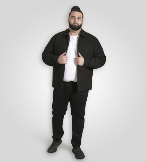 D555 Epsom Harrington Jacket with Zip Through Collared Melton Black - Chaquetas - Chaquetas Tallas Grandes 2XL-8XL