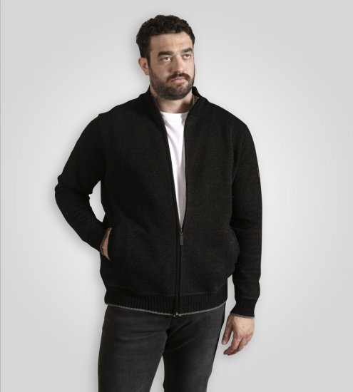 D555 Enrique Cárdigan Chenilla de Punto con Cremallera Negro - Sudaderas - Sudaderas 2XL-12XL