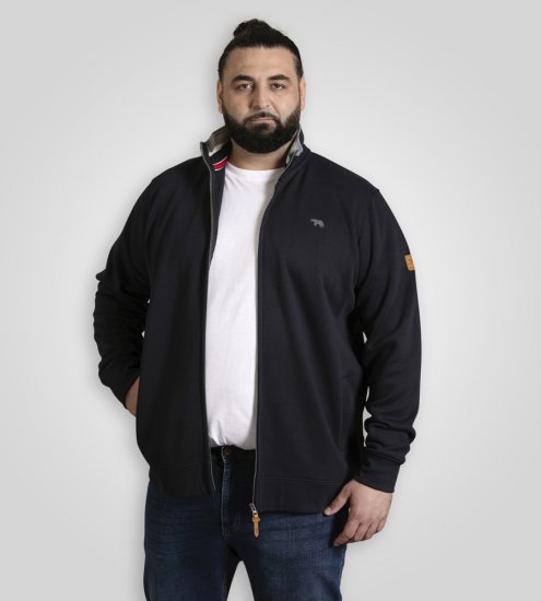 D555 Johnson Zip Through Fleece Sweatshirt with Chest Embroidery Navy - Sudaderas - Sudaderas 2XL-12XL