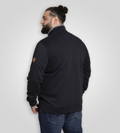 D555 Johnson Zip Through Fleece Sweatshirt with Chest Embroidery Navy - Sudaderas - Sudaderas 2XL-12XL