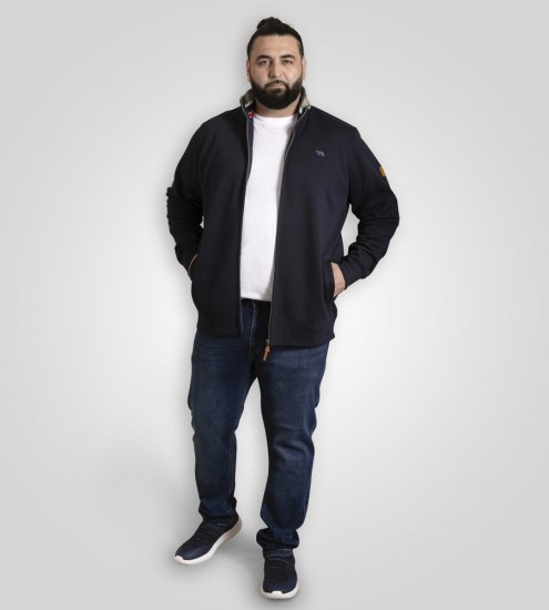 D555 Johnson Zip Through Fleece Sweatshirt with Chest Embroidery Navy - Sudaderas - Sudaderas 2XL-12XL