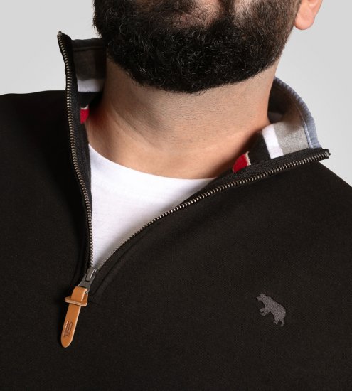 D555 Russel Fleece Sweatshirt with Chest Embroidery Black - Sudaderas - Sudaderas 2XL-12XL