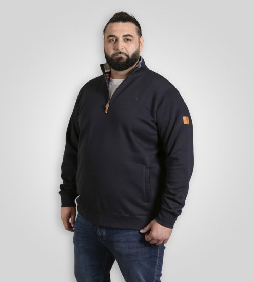 D555 Russel Zip Through Fleece Sweatshirt with Chest Embroidery Navy - Sudaderas - Sudaderas 2XL-12XL