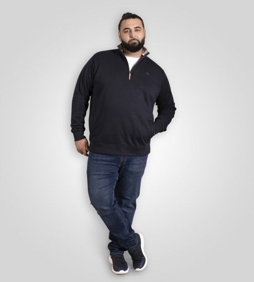 D555 Russel Zip Through Fleece Sweatshirt with Chest Embroidery Navy - Sudaderas - Sudaderas 2XL-12XL