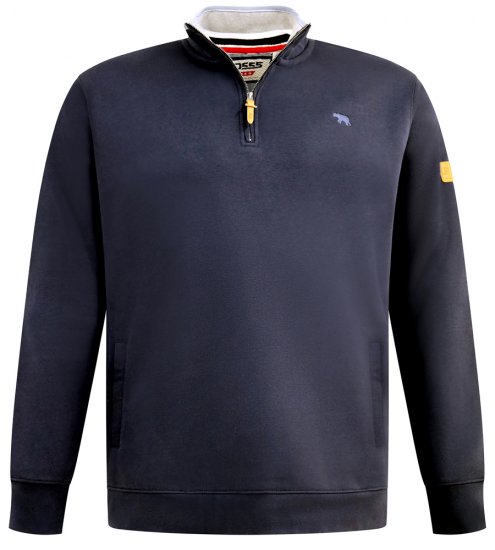 D555 Russel Zip Through Fleece Sweatshirt with Chest Embroidery Navy - Sudaderas - Sudaderas 2XL-12XL