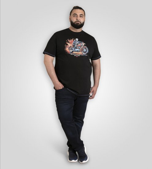 D555 Dewsbury Skeleton On Bike Crew Neck T-Shirt Black TALL SIZE - ROPA DE HOMBRE MT-6XLT - Tamaños de talle alto