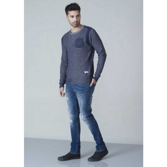 D555 Bryson Crewneck Sweater with Pocket Navy - Sudaderas - Sudaderas 2XL-12XL