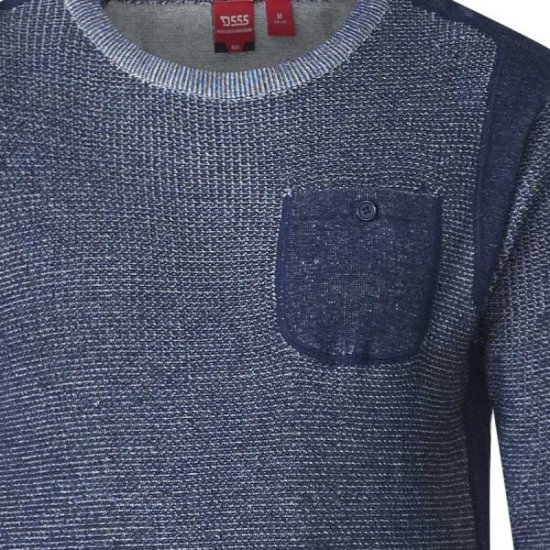 D555 Bryson Crewneck Sweater with Pocket Navy - Sudaderas - Sudaderas 2XL-12XL