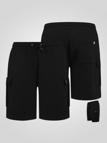 D555 Robinson 1 Pantalones Cortos Cargo de Felpa con Cintura Elástica Negros - Pantalones y cortos de chándal - Pantalones y Pantalones cortos de chándal - 2XL-12XL