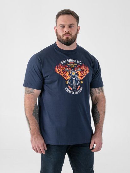 D555 Hockney Camiseta con Estampado de Motocicleta Azul Marino - Camisetas - Camisetas - 2XL-14XL